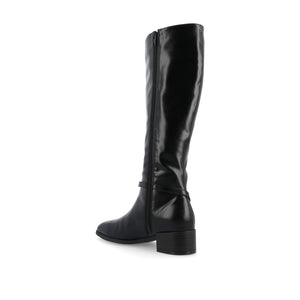 RHIANAH KNEE HIGH BOOTS IN VEGAN LEATHER - Black