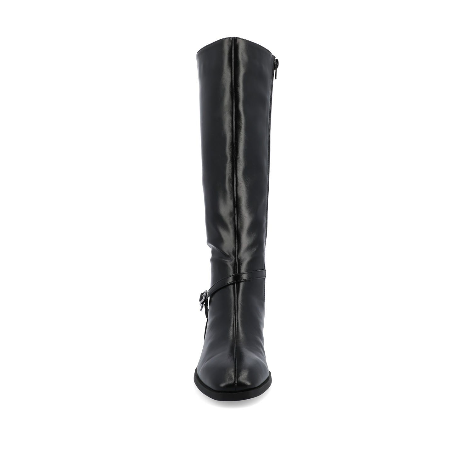 RHIANAH KNEE HIGH BOOTS IN VEGAN LEATHER - Black
