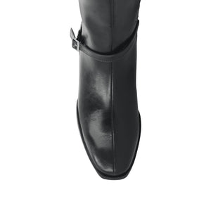 RHIANAH KNEE HIGH BOOTS IN VEGAN LEATHER - Black