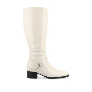 RHIANAH KNEE HIGH BOOTS IN VEGAN LEATHER - Ivory