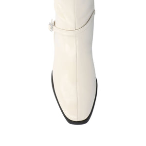 RHIANAH KNEE HIGH BOOTS IN VEGAN LEATHER - Ivory