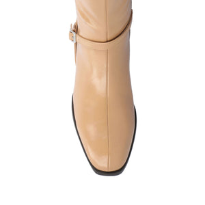 RHIANAH KNEE HIGH BOOTS IN VEGAN LEATHER - Tan