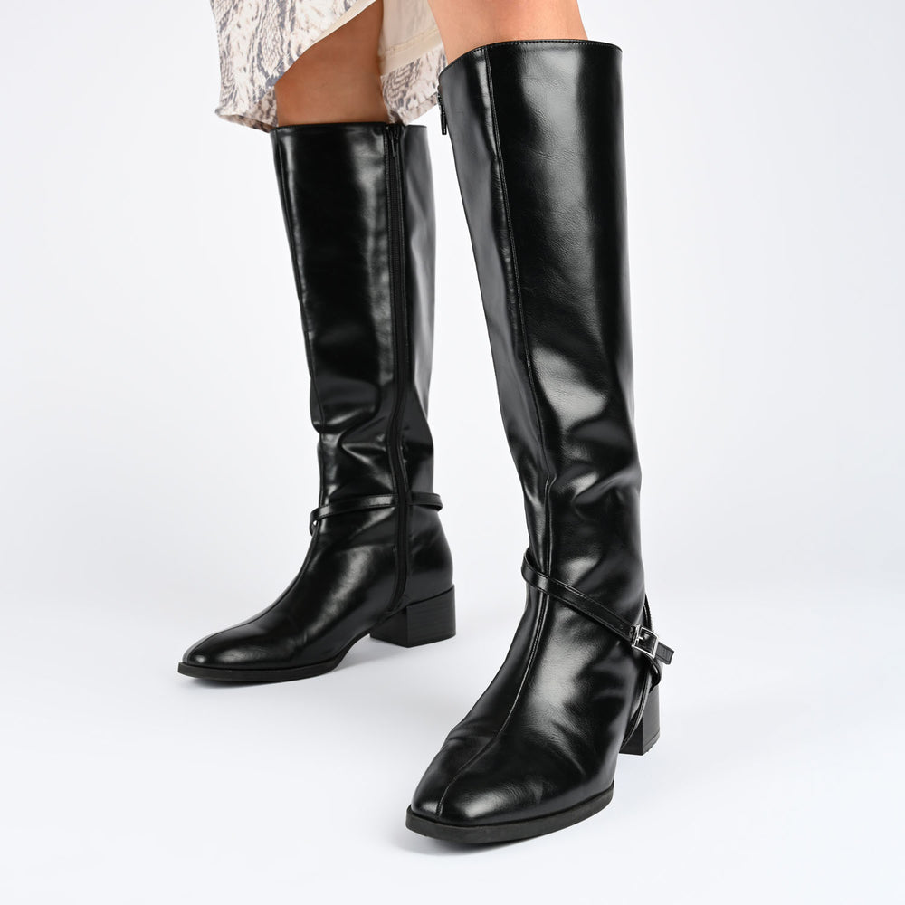 RHIANAH KNEE HIGH BOOTS IN FAUX LEATHER