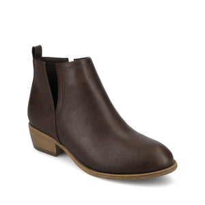 RIMI BLOCK HEELED BOOTIES IN WIDE - Brown PU