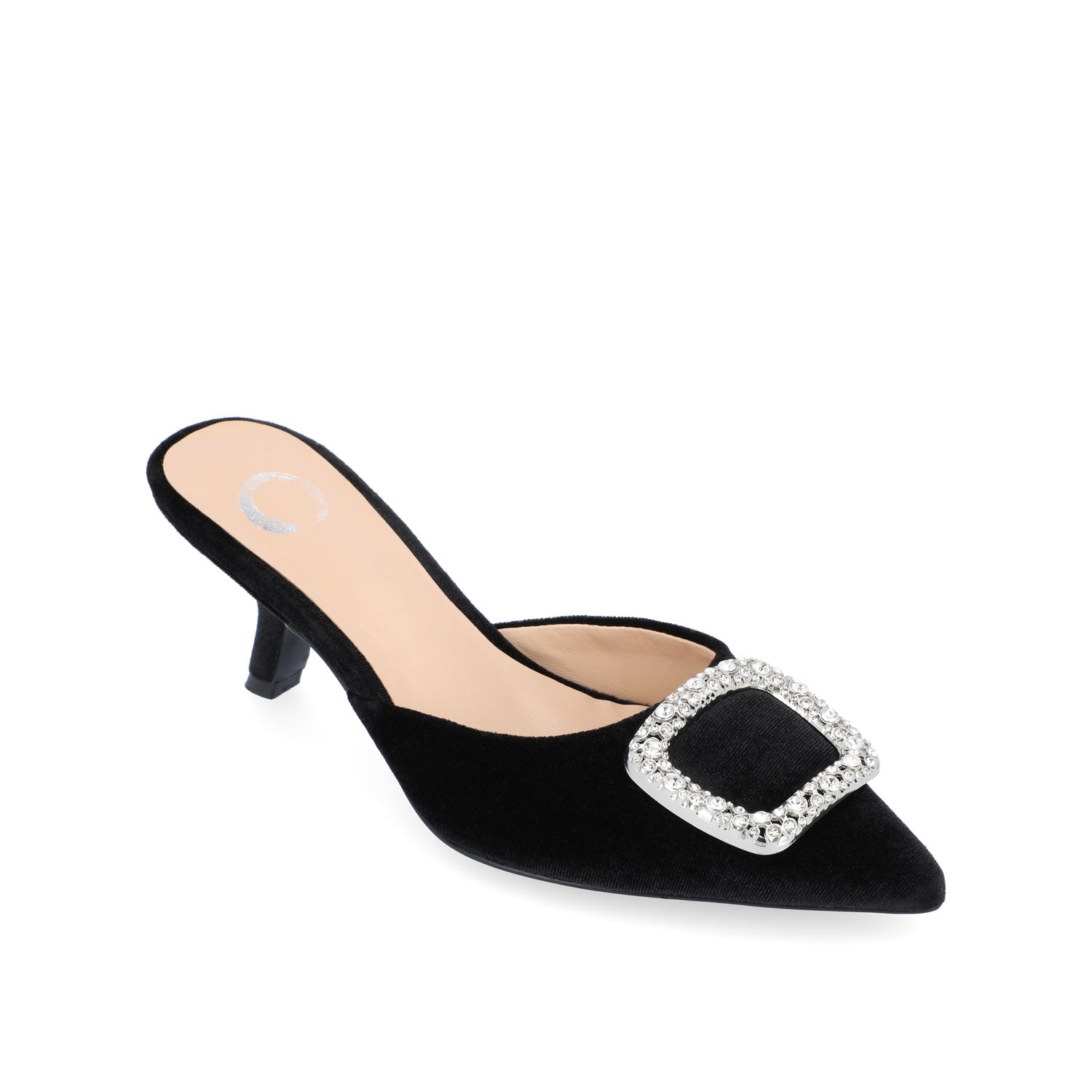 RISHIE KITTEN HEELED MULES IN VELVET - Black