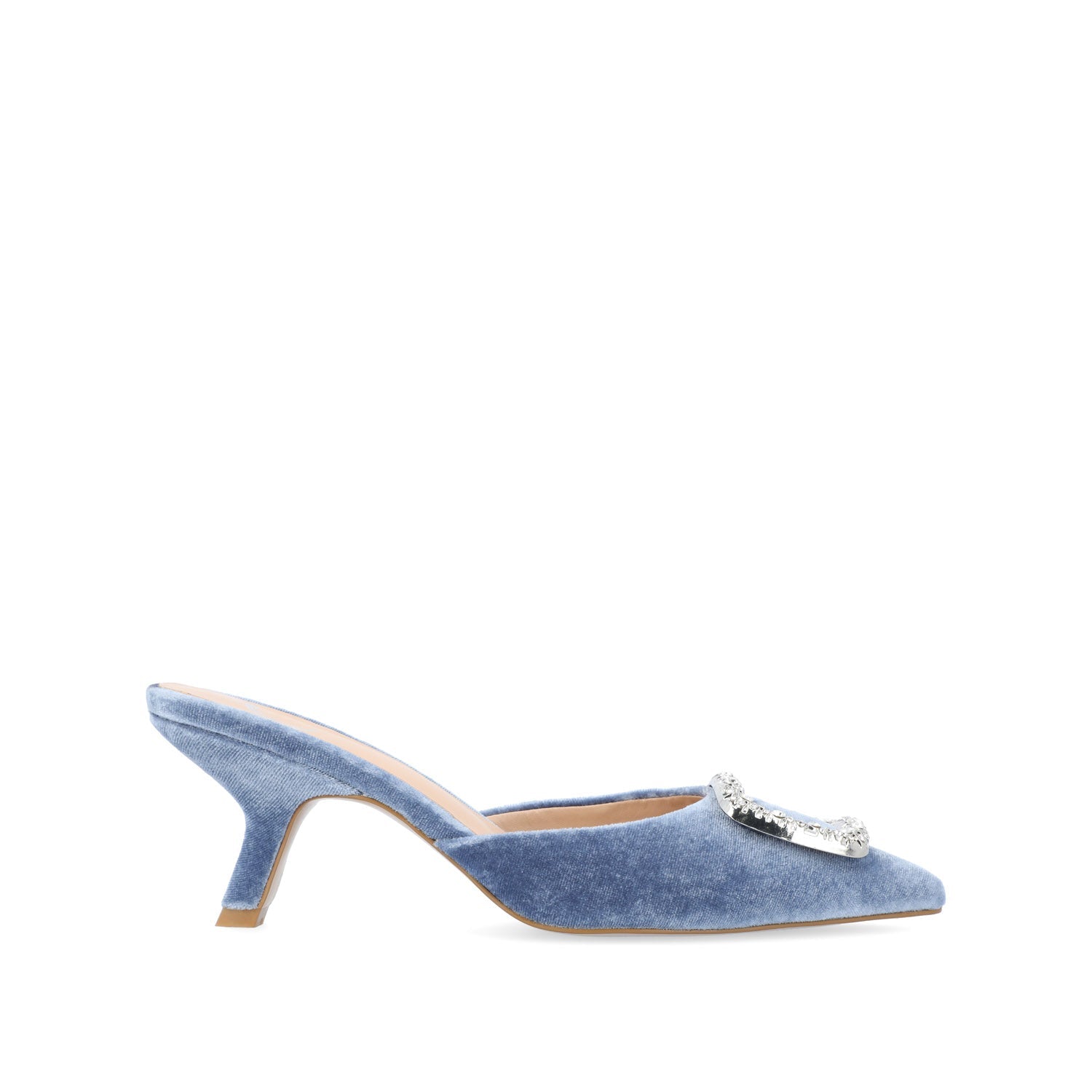 RISHIE KITTEN HEELED MULES IN VELVET - Blue