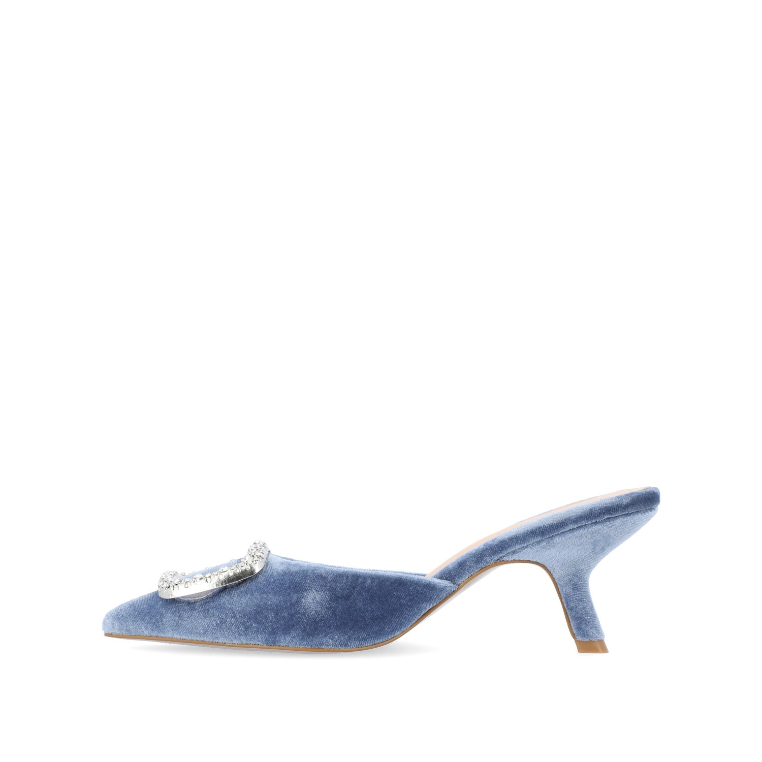 RISHIE KITTEN HEELED MULES IN VELVET - Blue