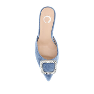 RISHIE KITTEN HEELED MULES IN VELVET - Blue