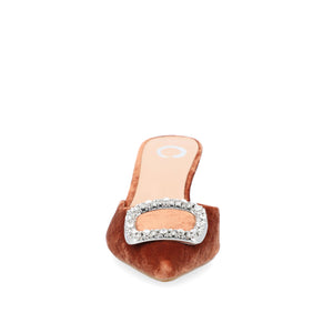 RISHIE KITTEN HEELED MULES IN VELVET - Brown