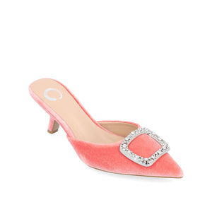 RISHIE KITTEN HEELED MULES IN VELVET - Pink