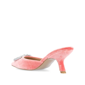 RISHIE KITTEN HEELED MULES IN VELVET - Pink