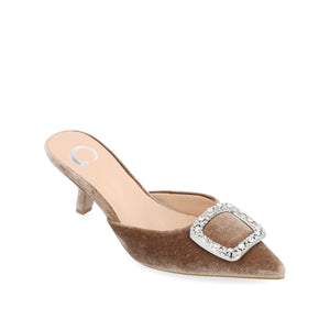 RISHIE KITTEN HEELED MULES IN VELVET - Taupe