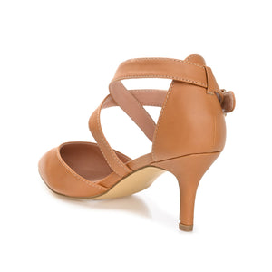 RIVA STILETTO PUMP HEELS IN VEGAN LEATHER - Tan