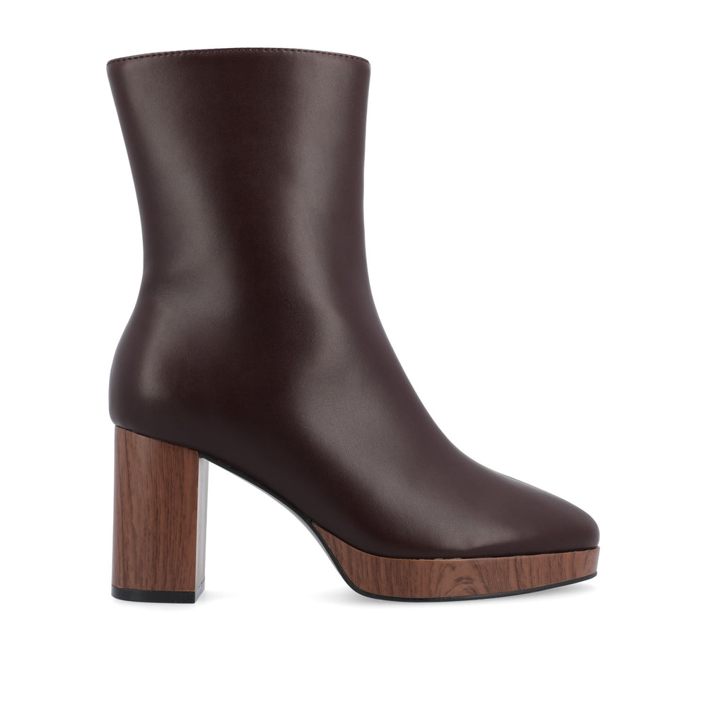 ROMER BLOCK HEEL BOOTIES IN FAUX LEATHER