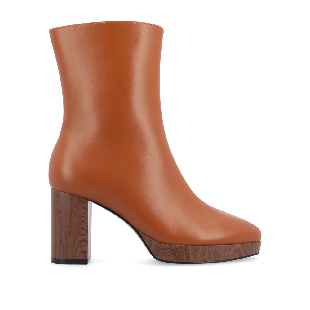 ROMER BLOCK HEEL BOOTIES IN FAUX LEATHER