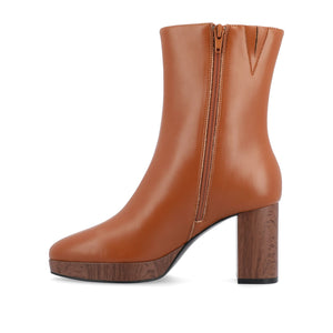 ROMER BLOCK HEEL BOOTIES IN VEGAN LEATHER - Cognac