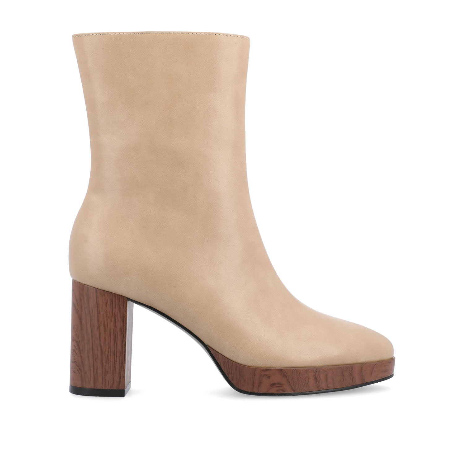 ROMER BLOCK HEEL BOOTIES IN VEGAN LEATHER - Tan