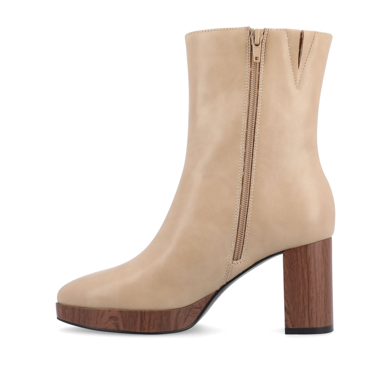 ROMER BLOCK HEEL BOOTIES IN VEGAN LEATHER - Tan