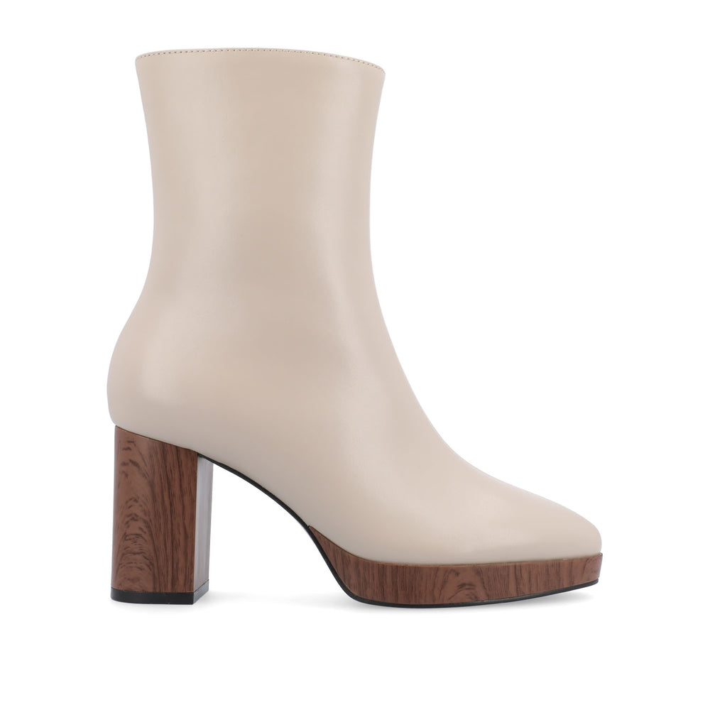 ROMER BLOCK HEEL BOOTIES IN FAUX LEATHER