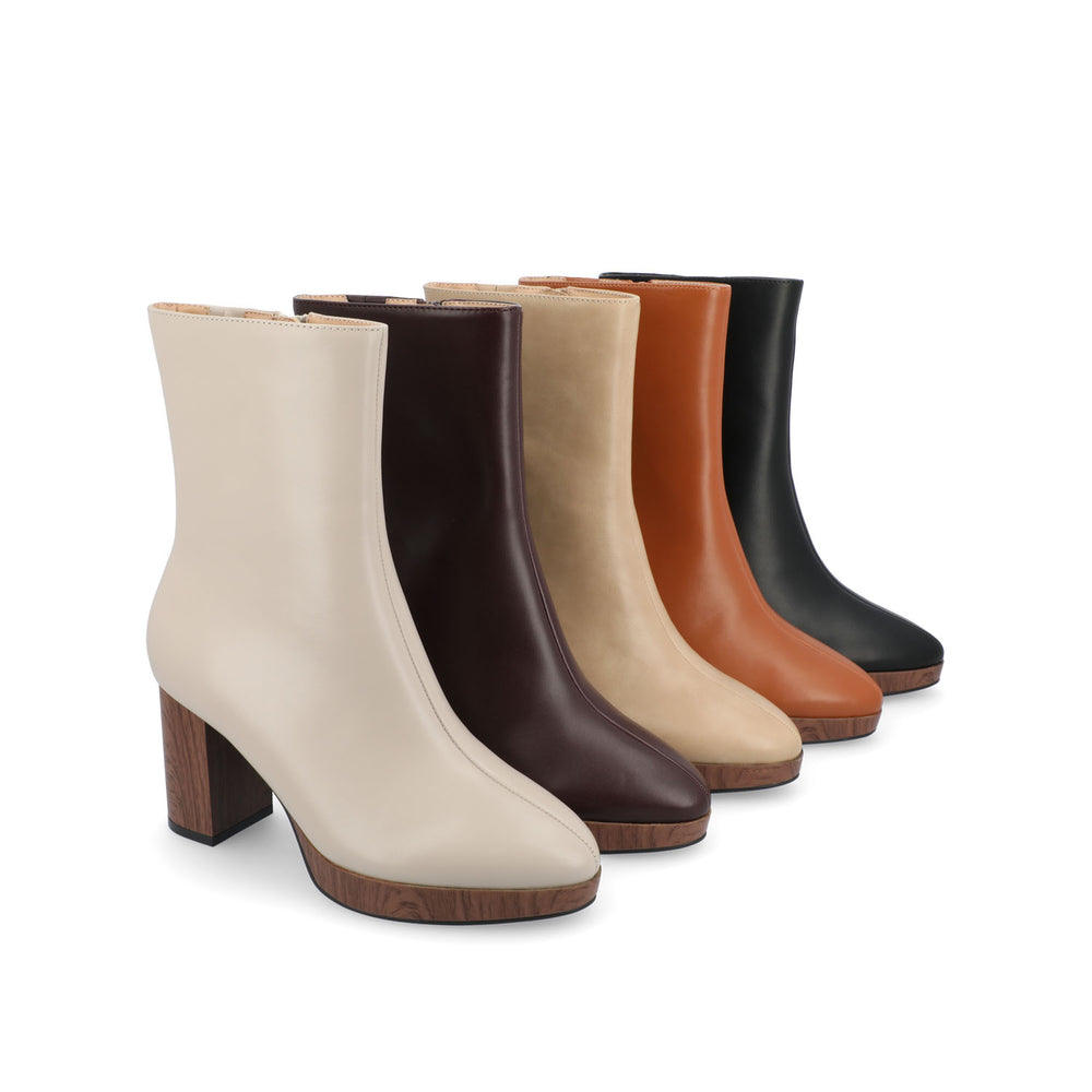 ROMER BLOCK HEEL BOOTIES IN FAUX LEATHER