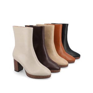ROMER BLOCK HEEL BOOTIES IN FAUX LEATHER