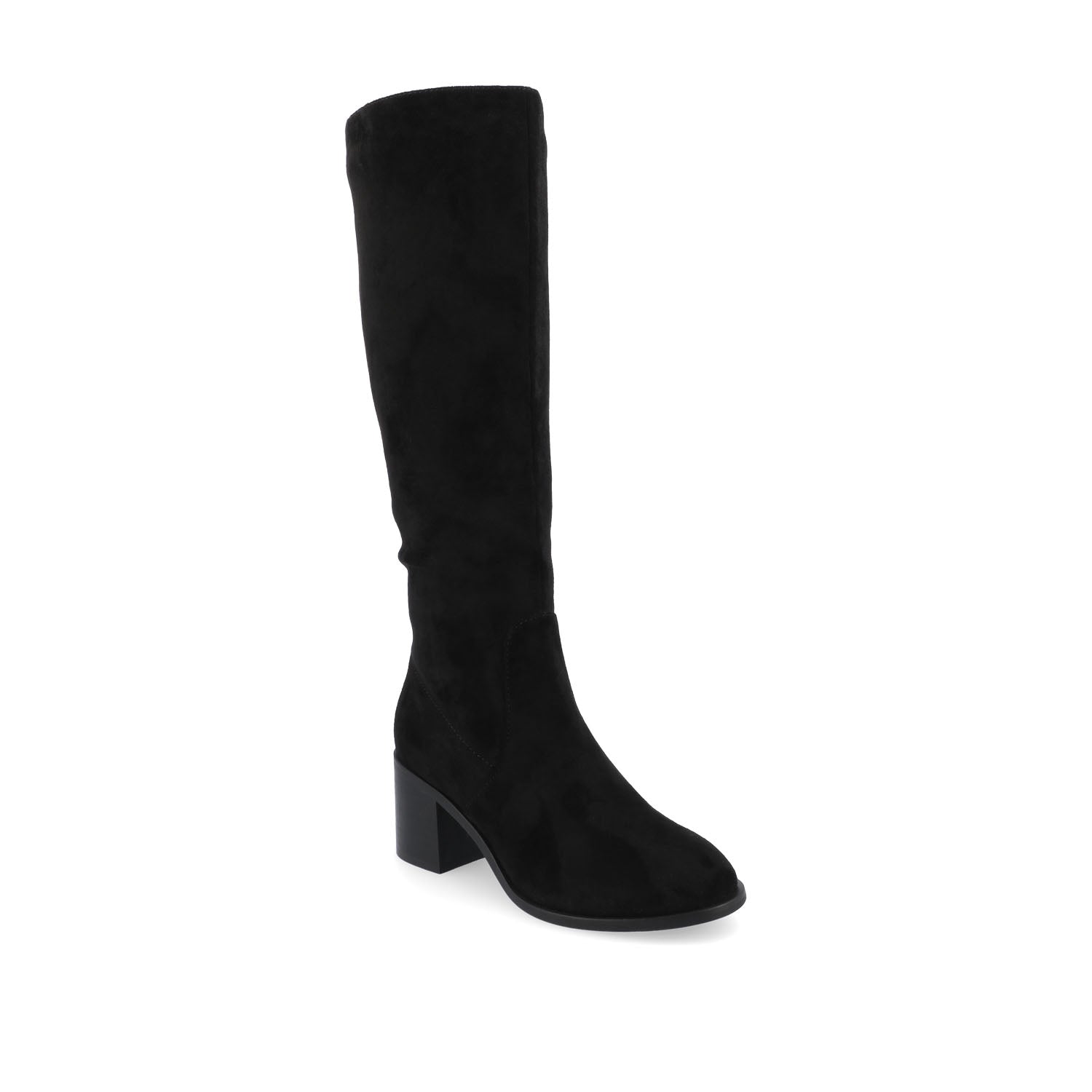 ROMILLY KNEE HIGH BOOTS IN VEGAN LEATHER - Black Suede