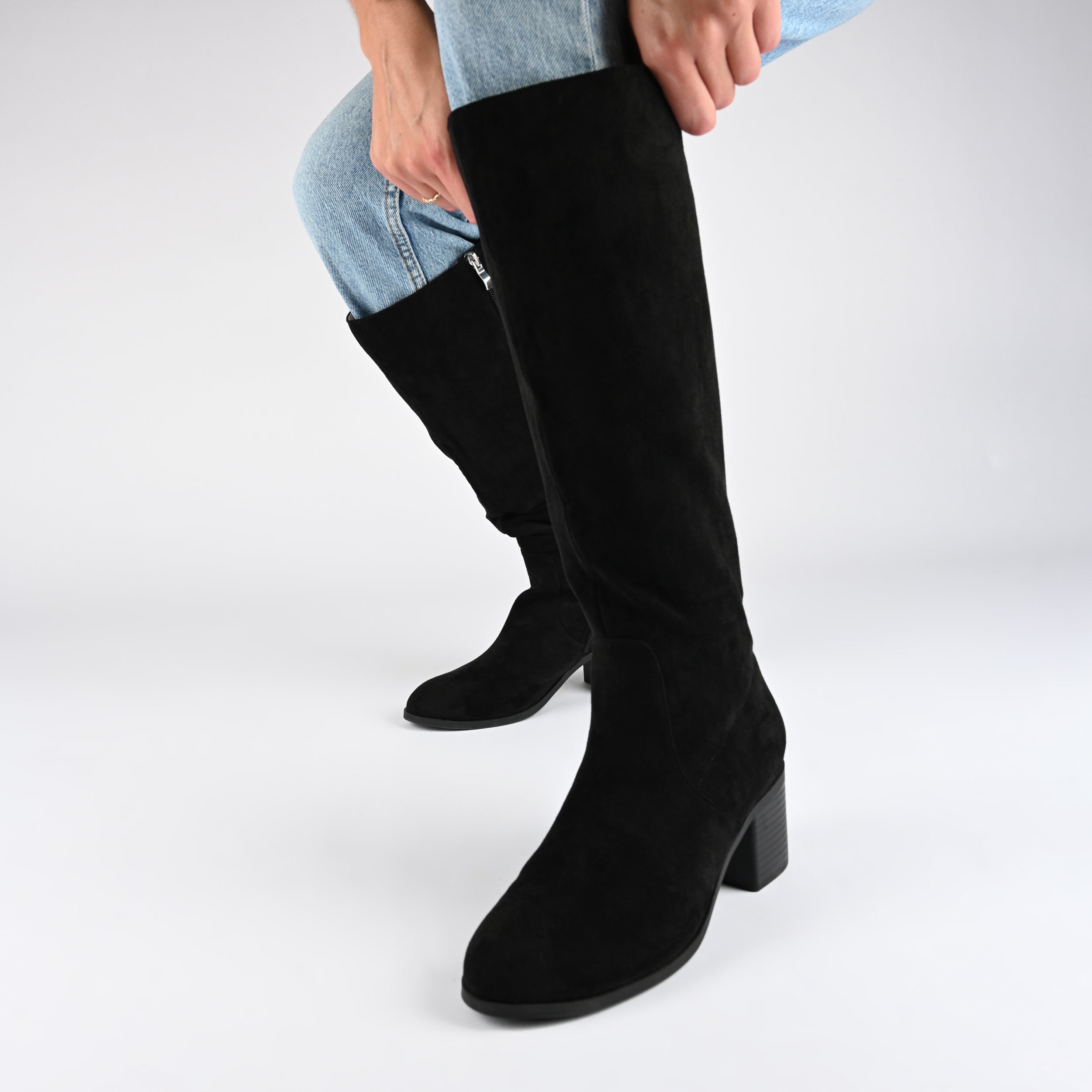ROMILLY KNEE HIGH BOOTS IN X-WIDE CALF - Tan