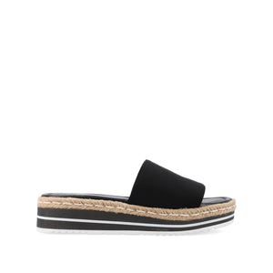 ROSEY ESPADRILLE WEDGE HEEL SANDALS IN WIDE - Black Fabric