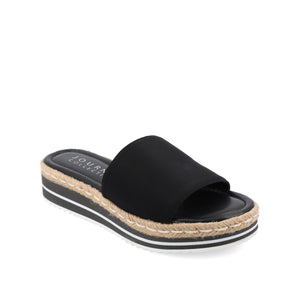 ROSEY ESPADRILLE WEDGE HEEL SANDALS IN WIDE - Black Fabric