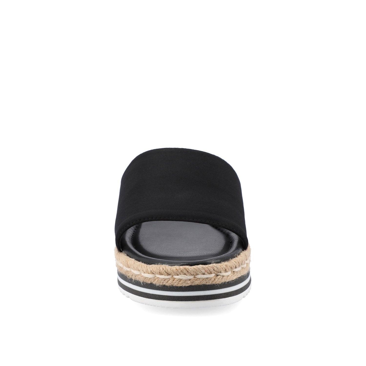 ROSEY ESPADRILLE WEDGE HEELED SLIDE SANDALS - Black Fabric