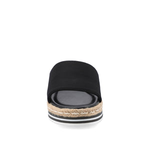 ROSEY ESPADRILLE WEDGE HEELED SLIDE SANDALS - Black Fabric