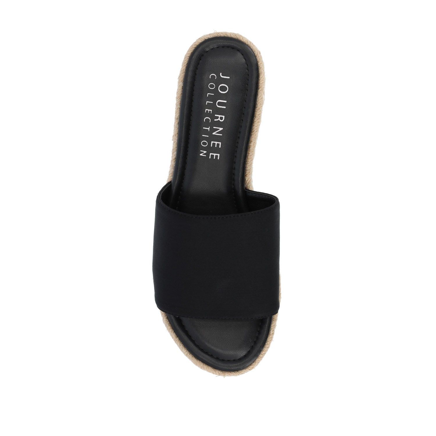 ROSEY ESPADRILLE WEDGE HEELED SLIDE SANDALS - Black Fabric