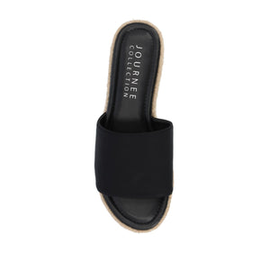 ROSEY ESPADRILLE WEDGE HEELED SLIDE SANDALS - Black Fabric