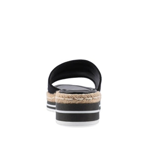 ROSEY ESPADRILLE WEDGE HEELED SLIDE SANDALS - Black Fabric