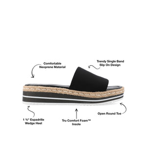 ROSEY ESPADRILLE WEDGE HEEL SANDALS IN WIDE - Black Fabric