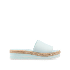 ROSEY ESPADRILLE WEDGE HEELED SLIDE SANDALS IN STATEMENT - Blue