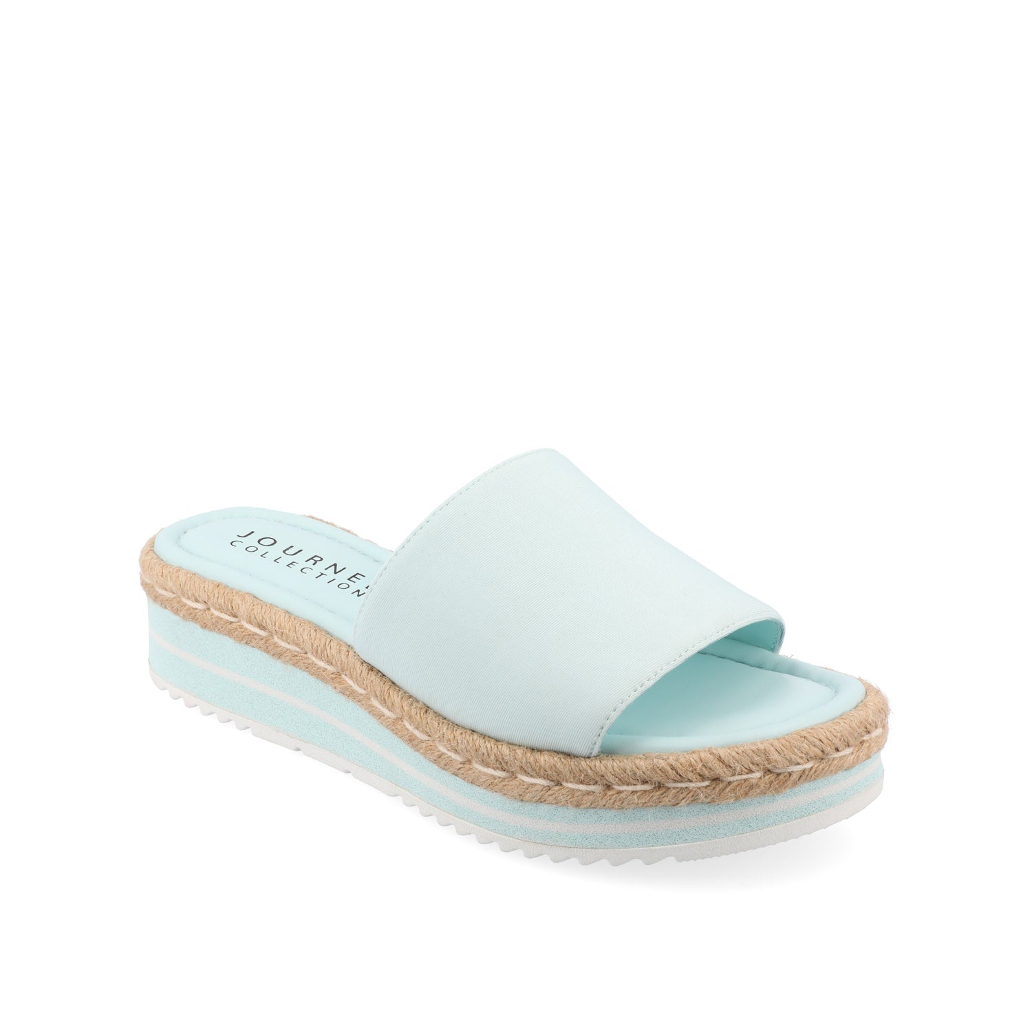 ROSEY ESPADRILLE WEDGE HEELED SLIDE SANDALS IN STATEMENT - Blue