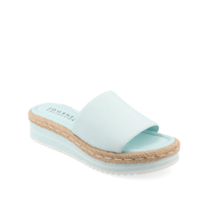 ROSEY ESPADRILLE WEDGE HEELED SLIDE SANDALS IN STATEMENT - Blue