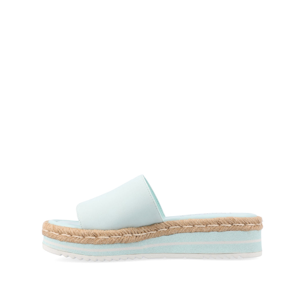 ROSEY ESPADRILLE WEDGE HEELED SLIDE SANDALS IN STATEMENT