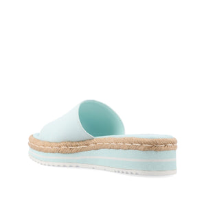 ROSEY ESPADRILLE WEDGE HEELED SLIDE SANDALS IN STATEMENT - Blue