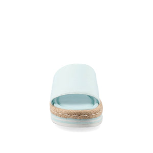 ROSEY ESPADRILLE WEDGE HEELED SLIDE SANDALS IN STATEMENT - Blue