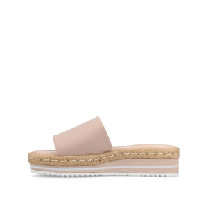 ROSEY ESPADRILLE WEDGE HEELED SLIDE SANDALS - Blush