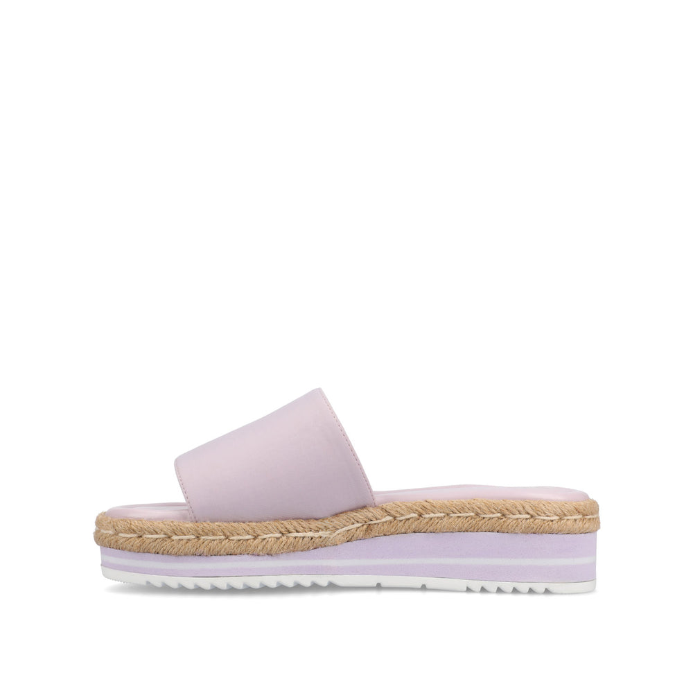 ROSEY ESPADRILLE WEDGE HEELED SLIDE SANDALS IN STATEMENT