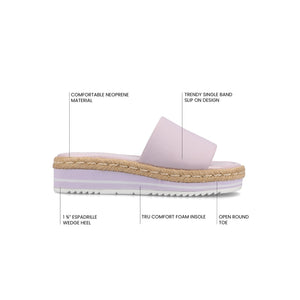 ROSEY ESPADRILLE WEDGE HEELED SLIDE SANDALS IN STATEMENT - Lilac
