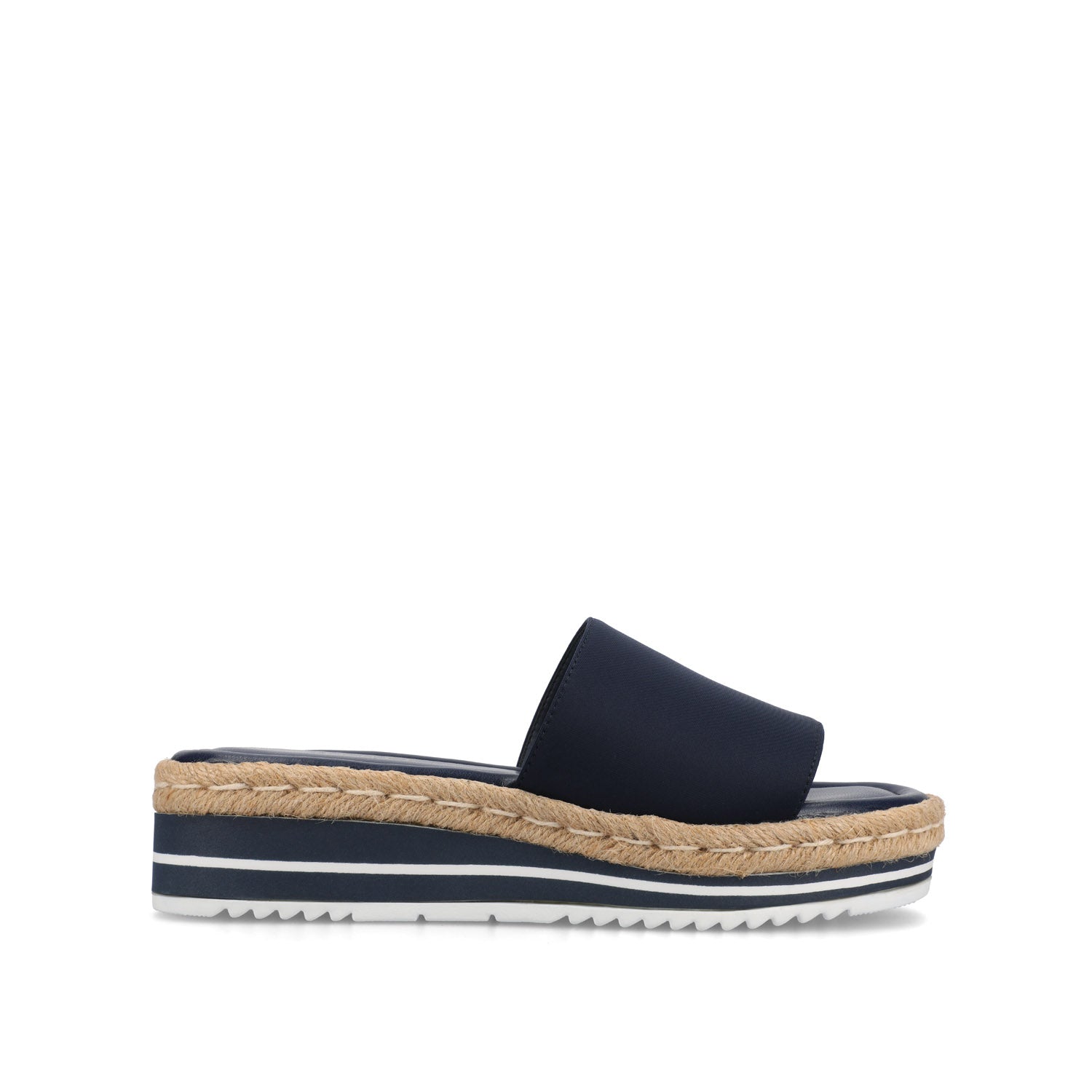 ROSEY ESPADRILLE WEDGE HEELED SLIDE SANDALS - Navy Nubuck