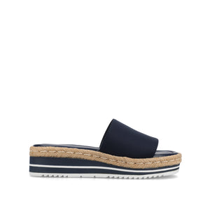ROSEY ESPADRILLE WEDGE HEELED SLIDE SANDALS - Navy Nubuck