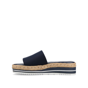ROSEY ESPADRILLE WEDGE HEELED SLIDE SANDALS - Navy Nubuck