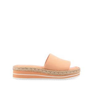 ROSEY ESPADRILLE WEDGE HEELED SLIDE SANDALS IN STATEMENT - Peach