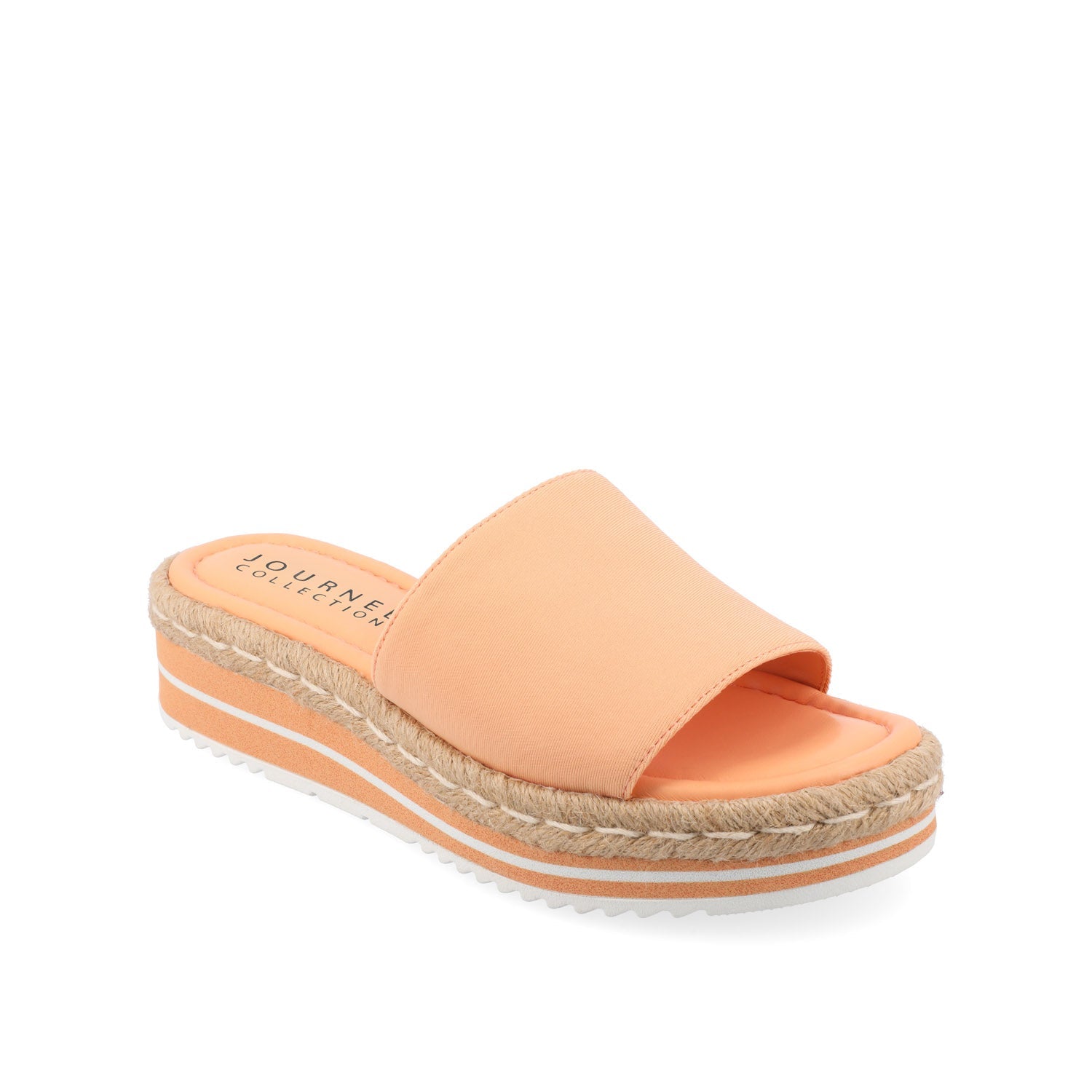 ROSEY ESPADRILLE WEDGE HEELED SLIDE SANDALS IN STATEMENT - Peach