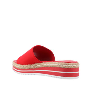 ROSEY ESPADRILLE WEDGE HEELED SLIDE SANDALS - Red